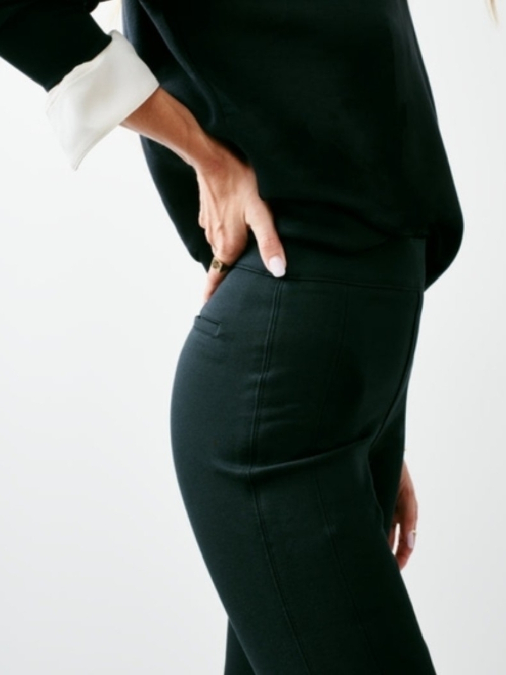 SPANX smooth PerfectFit Ponte Slim Straight Pant black size L Petite, vguc - Picture 2 of 9